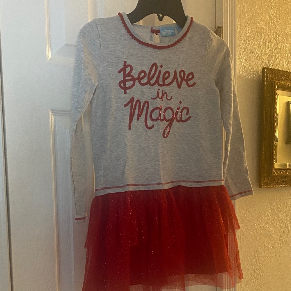 Kids Casual Dress with Red Tulle Skirt